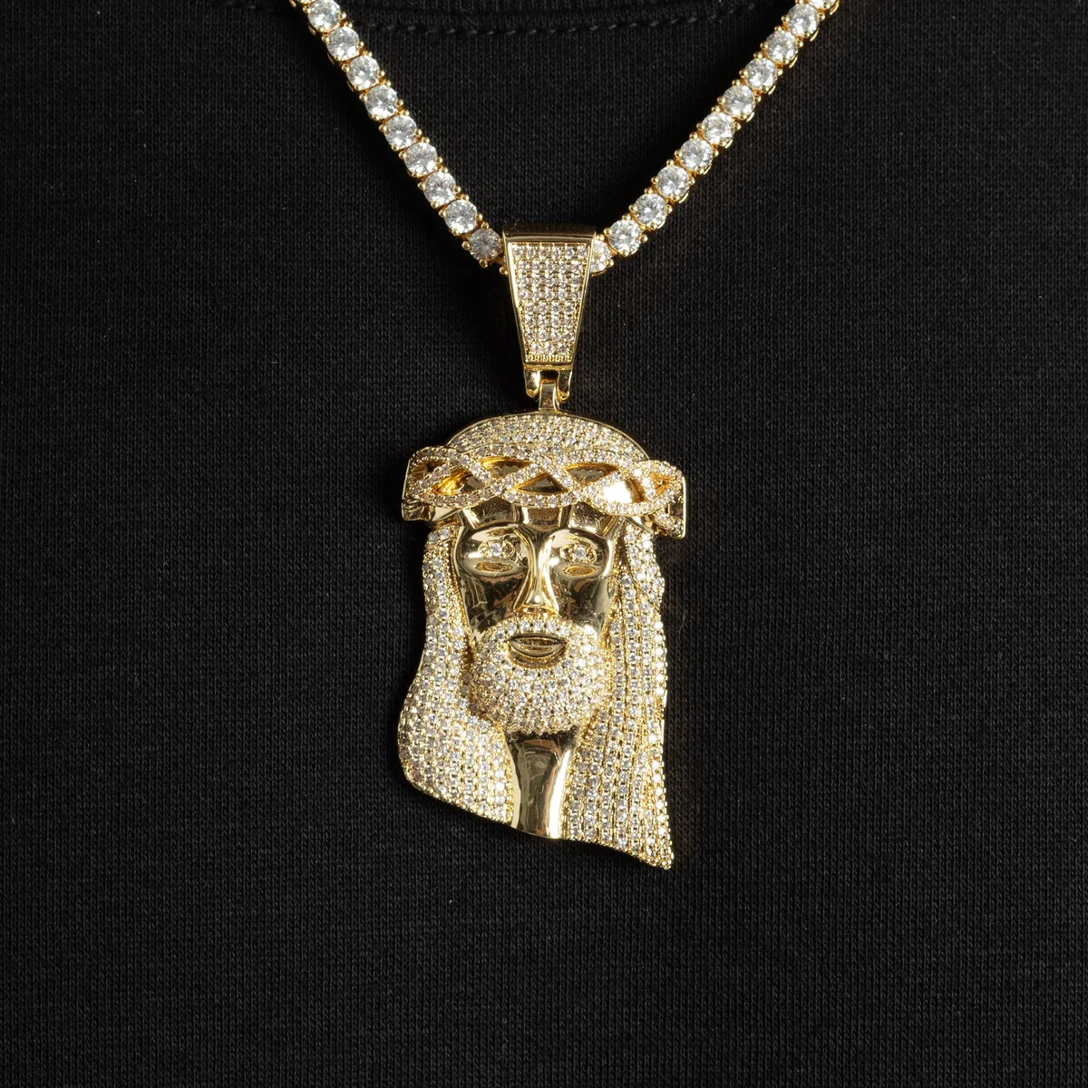 Moissanite Jesus Pendant Gold